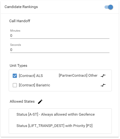 Unit Recommendation Configuration