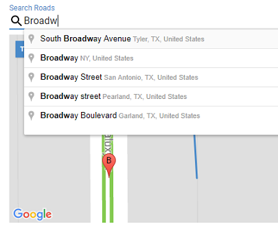 Road Closure Search Box