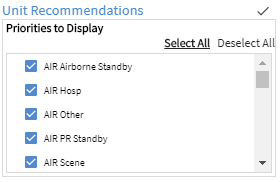 Unit Recommendations Widget Settings